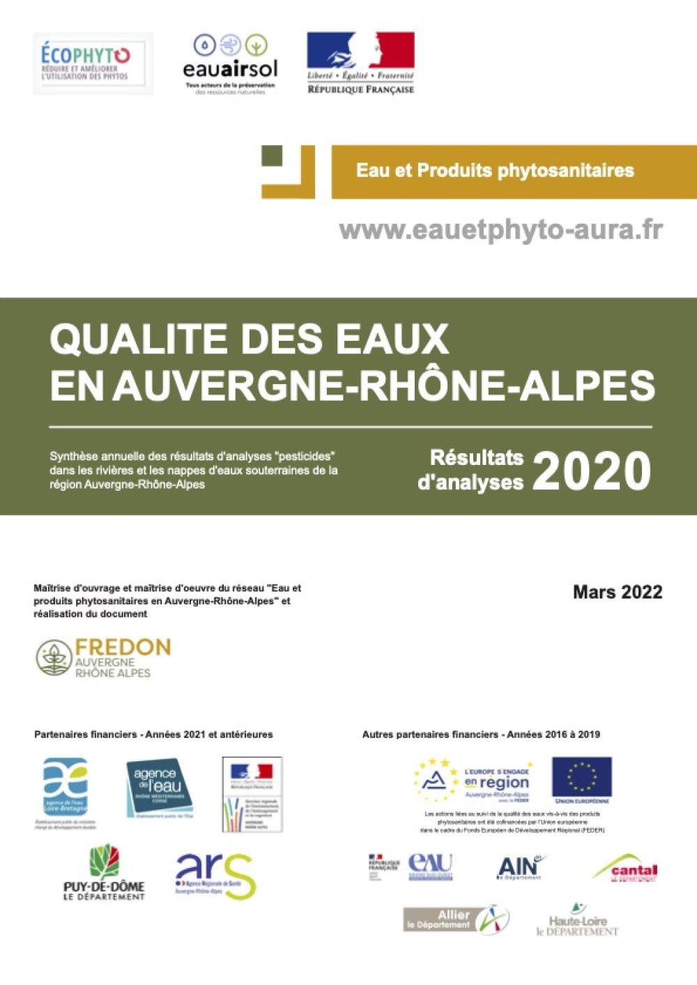 [Publication] Qualité des eaux en région AURA : synthèse 2020