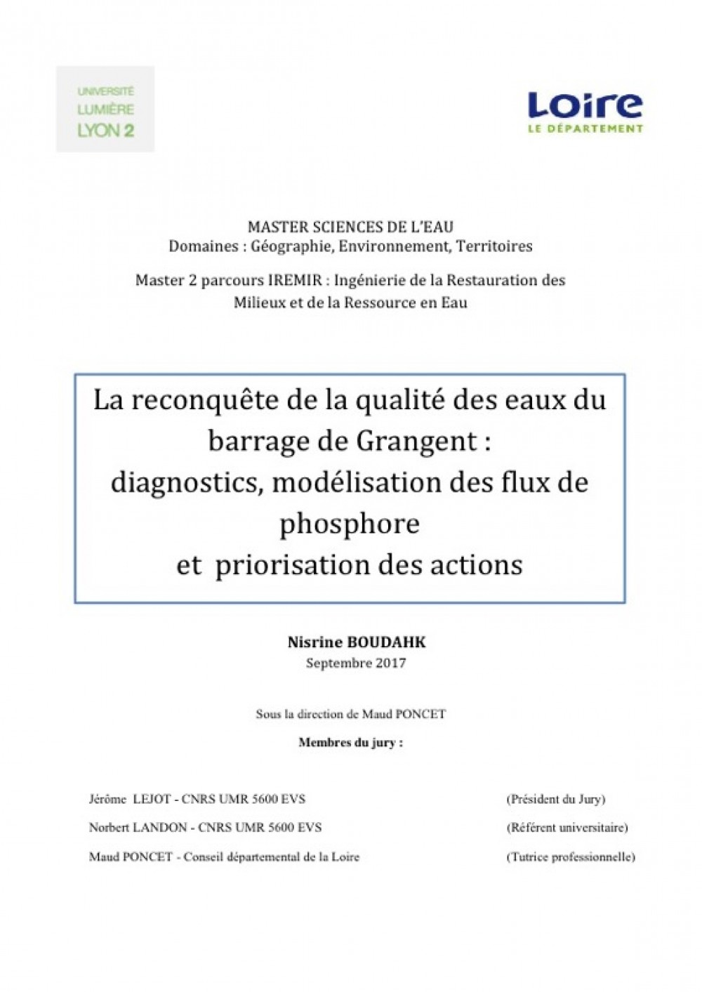 [Publication] La reconquête de la qualité des eaux du barrage de Grangent : diagnostics, modélisation des flux de phosphore et priorisation des action