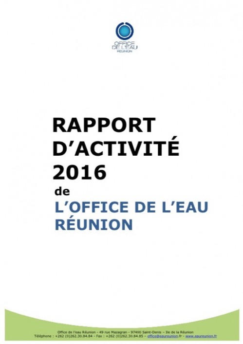 [Publication] Rapport d'activité 2016 - Office de l'eau de la Réunion