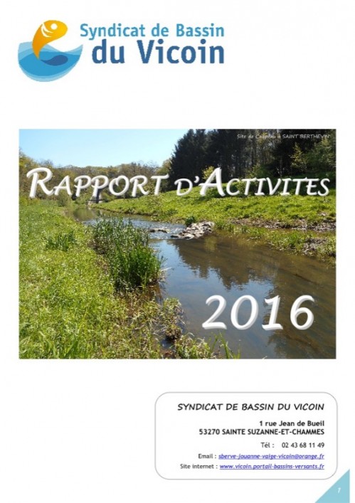 [Publication] Rapport d'activité 2016 - Syndicat de bassin du Vicoin