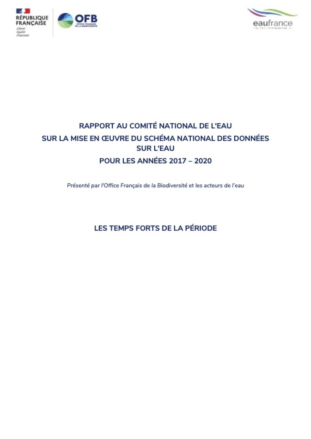 [Publication] Rapport au comité national de l'eau sur la mise en oeuvre du schéma national des données sur l'eau pour les années 2017 – 2020