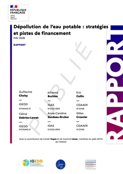 Dépollution de l’eau potable : stratégies et pistes de financement