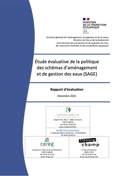 [Publication] Rapports de l'étude évaluative de la politique des schémas d'aménagement et de gestion des eaux (SAGE)