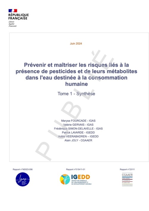 [Publication] Prévenir et maîtriser les risques liés à la présence de pesticides et de leurs métabolites dans l'eau destinée à la consommation humaine