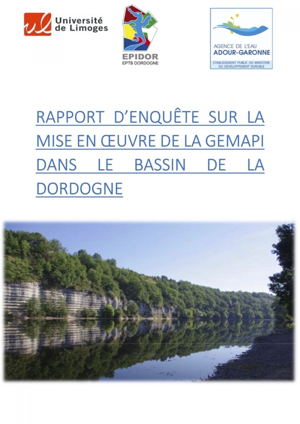 [Publication] Rapport d'enquête sur la mise en œuvre de la GEMAPI dans le bassin de la Dordogne