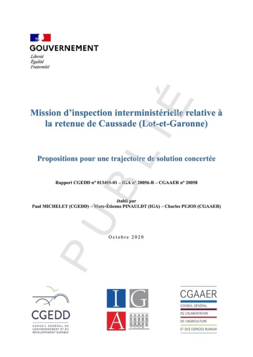 [Publication] Mission d’inspection interministérielle relative à la retenue de Caussade (Lot-et-Garonne) - Propositions pour une trajectoire de solution concertée
