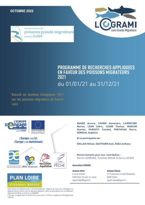 [Publication] Rapport 2021 sur les suivis des poissons migrateurs du bassin de la Loire