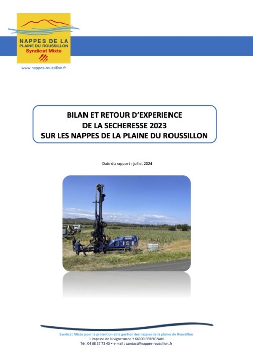 [Publication] Sécheresse 2023 : retour d'expérience - Syndicat Mixte pour la protection et la gestion des nappes souterraines de la plaine du Roussillon