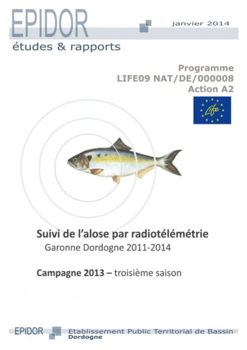 [Publication] Suivi de l'alose par radiotélémétrie - Garonne Dordogne 2011-2014 - EPTB Epidor