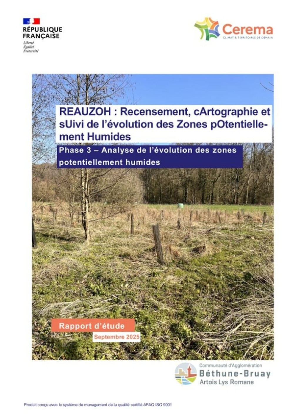[Publication] REAUZOH Recensement, cArtographie et sUivi de l’évolution des Zones pOtentiellement Humides, Phase 3 : Analyse de l’évolution des zones potentiellement humides