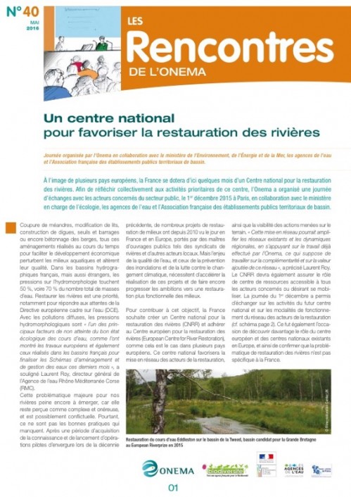 [Publication] Les rencontres de l'ONEMA : Un centre national pour favoriser la restauration des rivières
