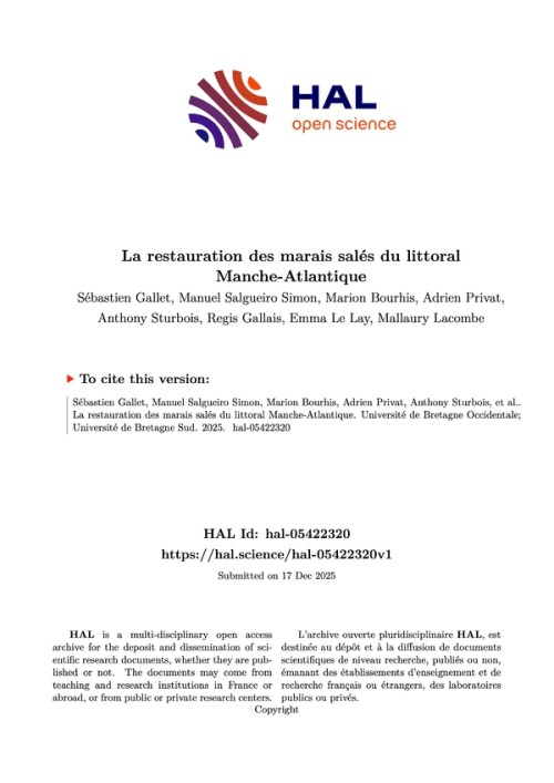 [Publication] La restauration des marais salés du littoral Manche-Atlantique