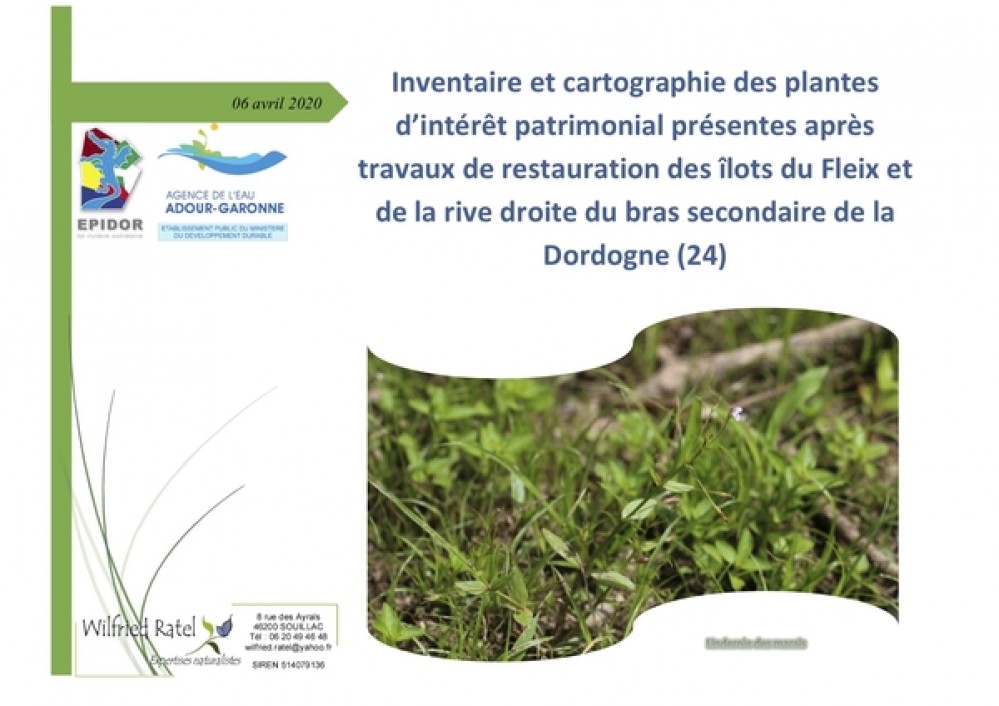 [Publication] Inventaire et cartographie des plantes d'intérêt patrimonial présentes après travaux de restauration des îlots du Fleix et de la rive droite du bras secondaire de la Dordogne