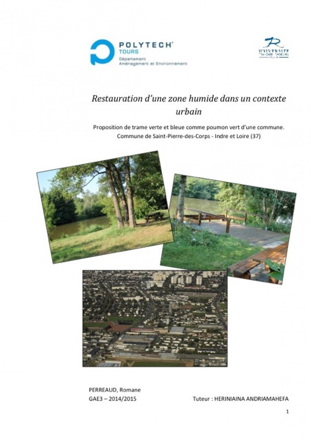 [Publication] Restauration d'une zone humide dans un contexte urbain : proposition de trame vert et bleue comme poumon vert d'une commune