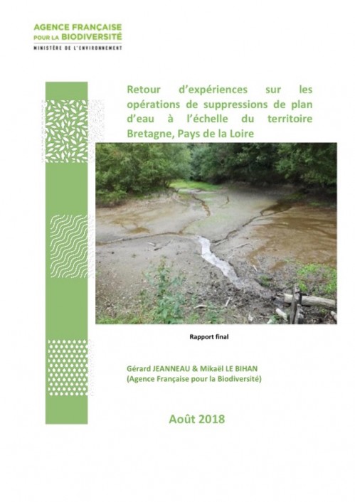 [Publication] Retour d'expériences sur les opération de suppression de plan d'eau à l'échelle du territoire Bretagne, Pays de la Loire