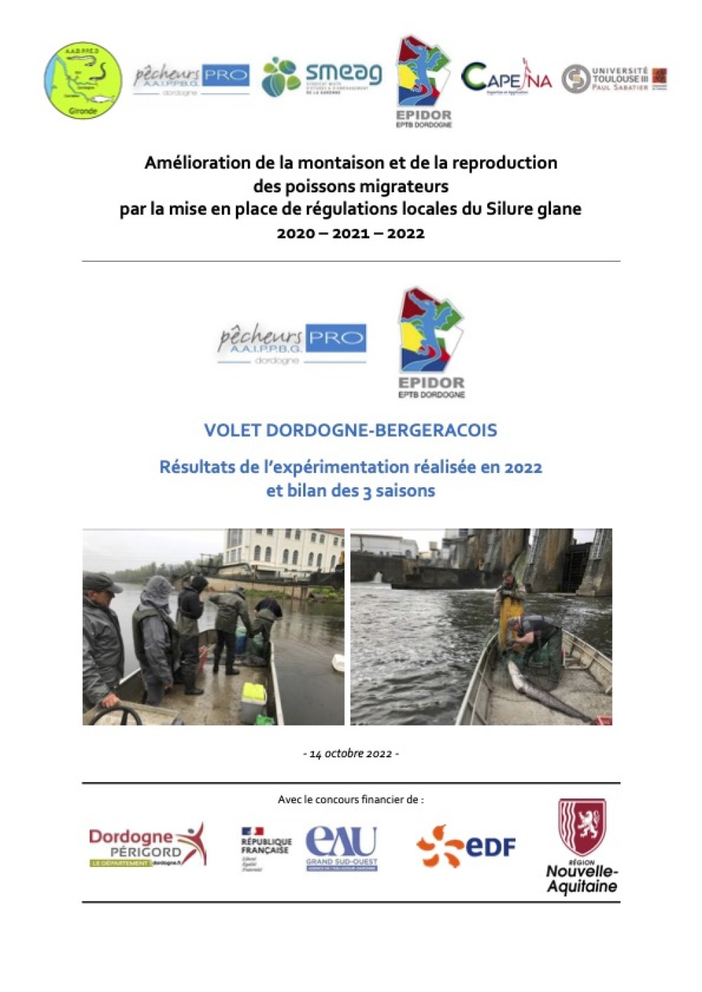 [Publication] Amélioration de la montaison et de la reproduction des poissons migrateurs par la mise en place de régulations locales du silure glane - Résultats de l'expérimentation 2022 et bilan des 3 saisons