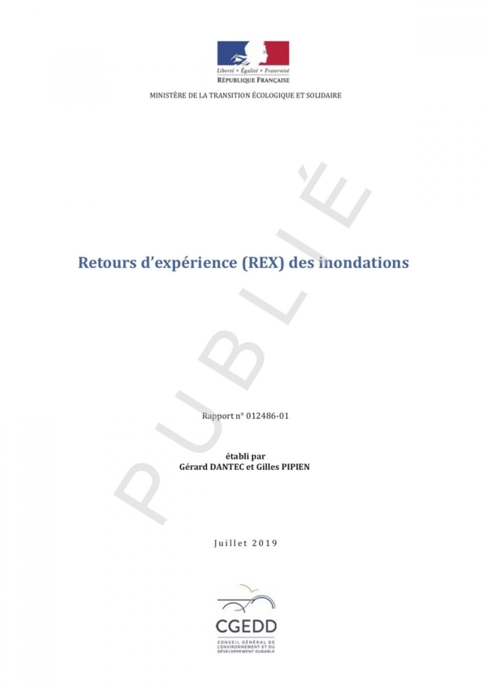 [Publication] Retours d’expérience (REX) des inondations - CGEDD