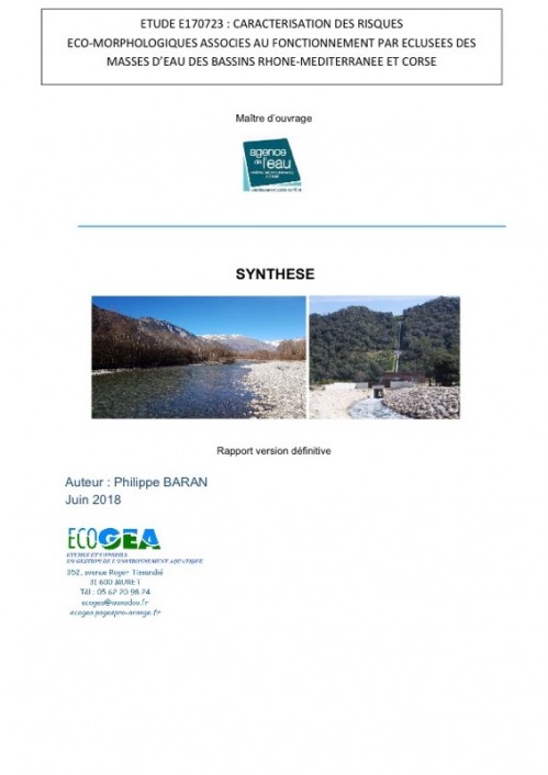 [Publication] Caractérisation des risques écomorphologiques associés au fonctionnement par éclusée des masses d'eau des bassins Rhône-Méditerranée et Corse