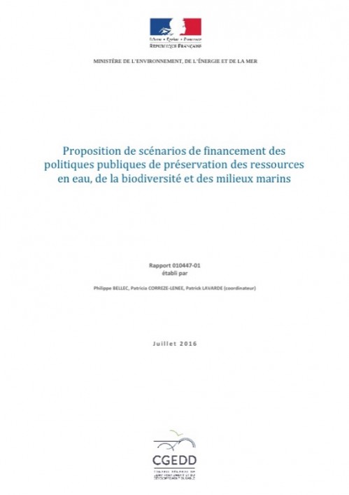 [Publication] Proposition de scénarios de financement des politiques publiques de préservation des ressources en eau, de la biodiversité et des milieux marins - CGEDD