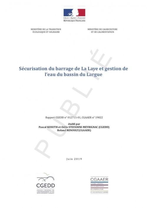 [Publication] Alpes de Haute-Provence - Sécurisation du barrage de la Laye et gestion de l'eau du bassin du Largue - CGEDD