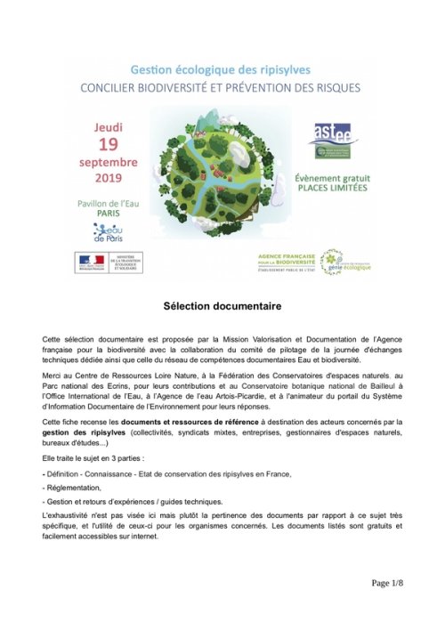 Sélection documentaire - Gestion écologique des ripisylves