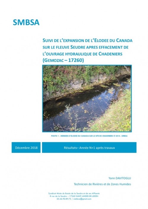 [Publication] Suivi de l’expansion de l’Elodée du Canada sur le fleuve Seudre - ORENVA Poitou-Charentes