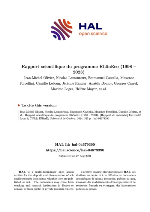 [Publication] 25 ans de suivis scientifiques sur le fleuve : Découvrez la synthèse inédite du programme RhônEco