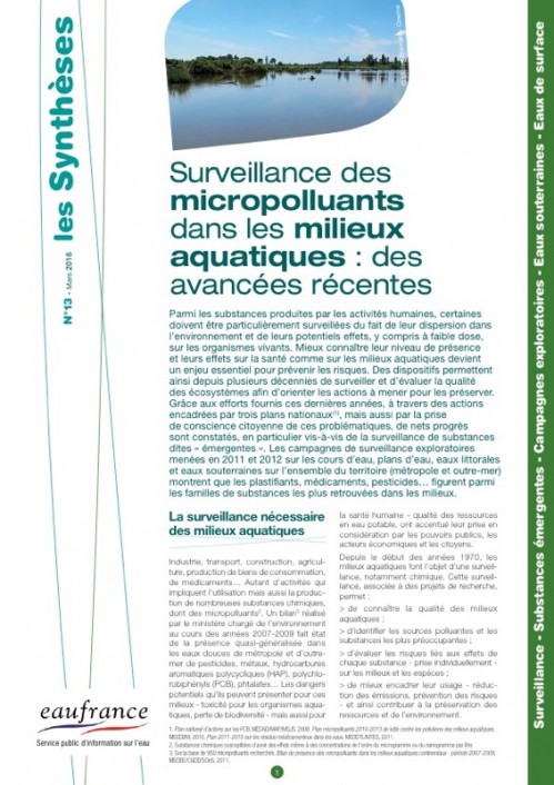 [Publication] Surveillance des micropolluants dans les milieux aquatiques : des avancées récentes