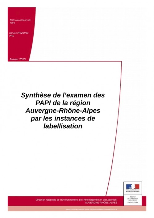 [Publication] Synthèse de l'examen des PAPI de la région Auvergne-Rhône-Alpes par les instances de labellisation - DREAL Auvergne-Rhône-Alpes