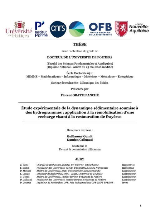 Étude expérimentale de la dynamique sédimentaire soumise à des hydrogrammes : application à la remobilisation d’une recharge visant à la restauration de frayères