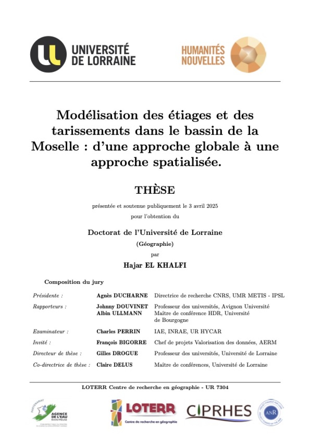 [Publication] Thèse - Modélisation des étiages et des tarissements dans le bassin de la Moselle : d'une approche globale à une approche spatialisée