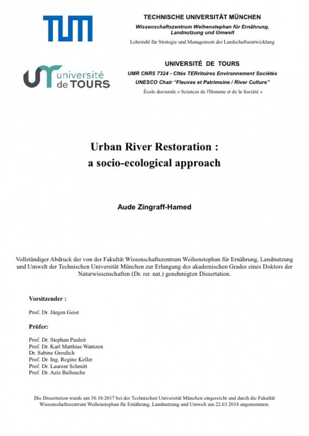 [Publication] Restauration des rivières urbaine : approche socio-écologique